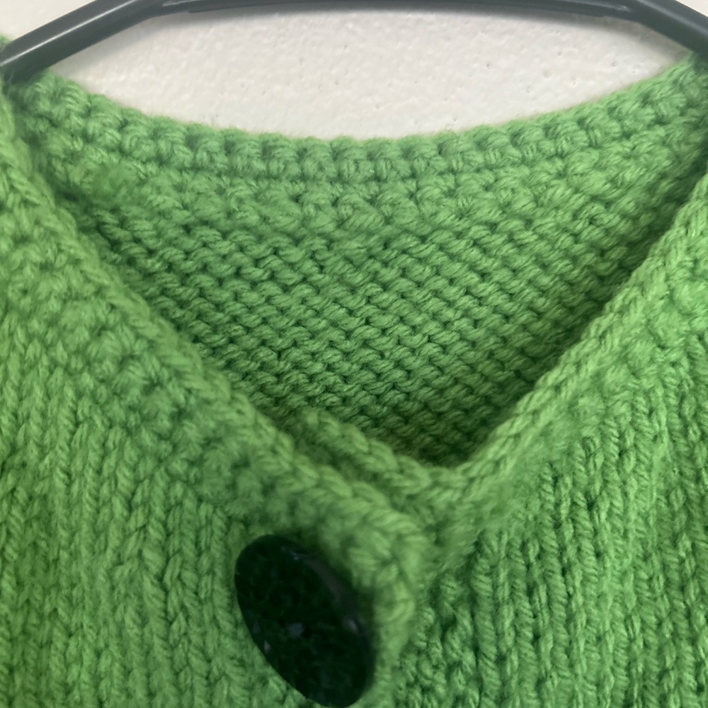 Vintage Lime Green Cable Knit Cardigan - Picture 7 of 10